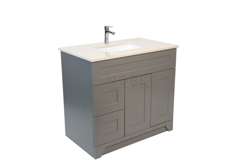 Flora Series HDF Grey 36inch Vanity with Left/Right Drawers, Sink and