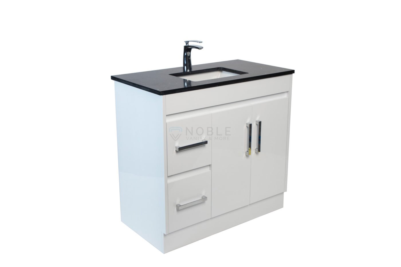 Hi Gloss Vanity Color: White 36-inch Vanity with Left/Right Drawers ... - Hi-Gloss Finish Bathroom Vanity Cabinet