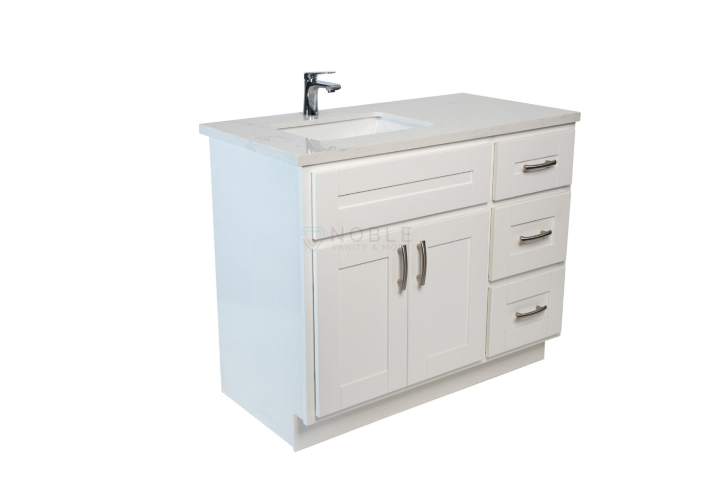White 42 Inch Vanity With Right Drawers, 42 Inch White Vanity
