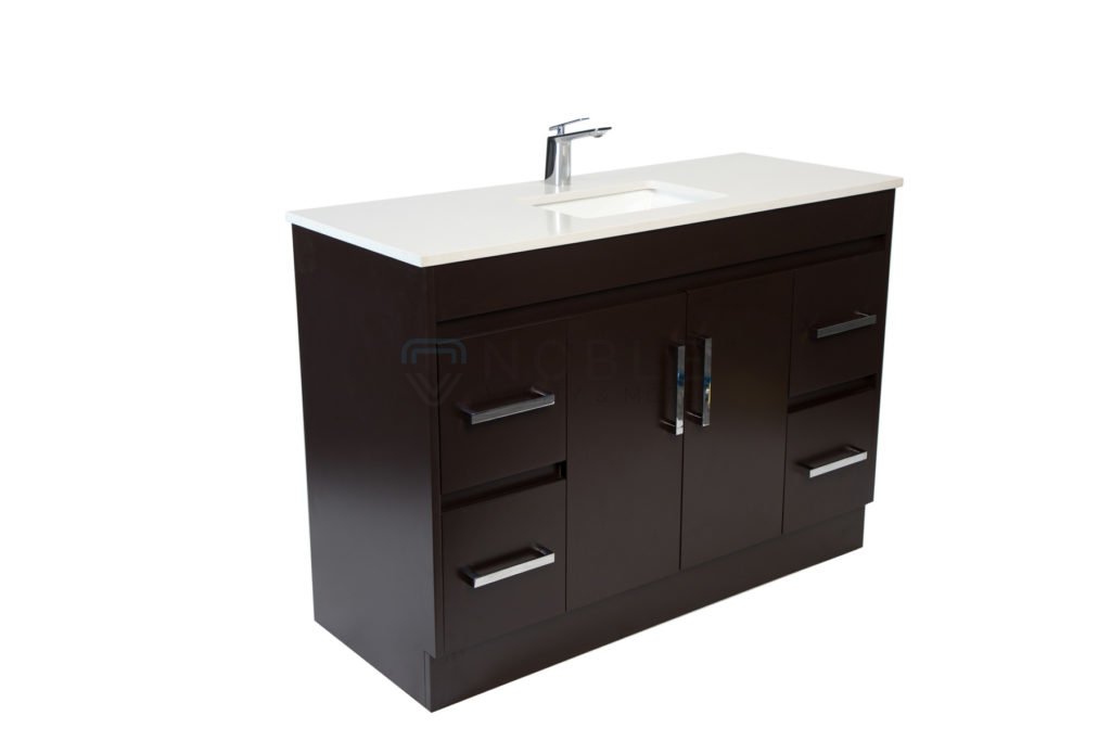 Verona 48" inch Free Standing Oak Wood White Vanity with Marble Top